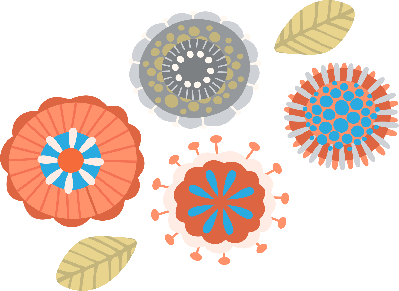 Tapis vinyle fleurs et plantes formes colorées - TenStickers