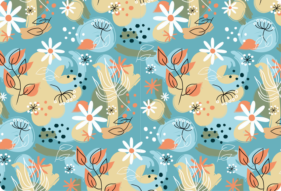 Tapis vinyle fleurs et plantes fond plat abstrait - TenStickers