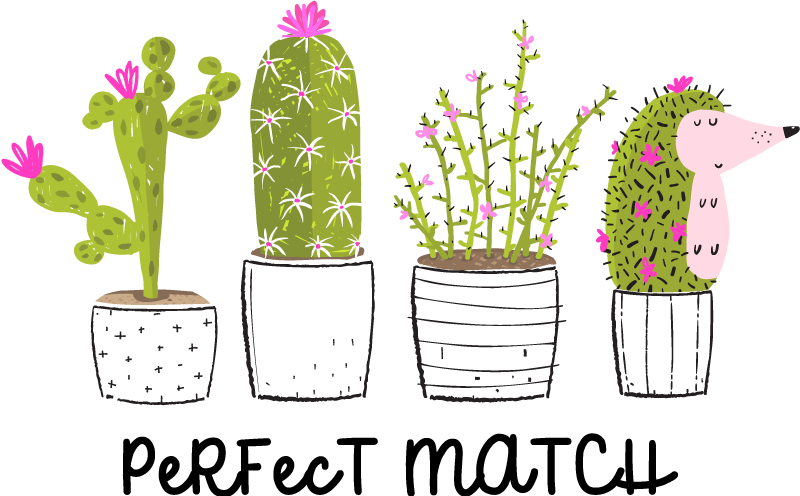Tapis vinyle fleurs et plantes harmonie cactus - TenStickers