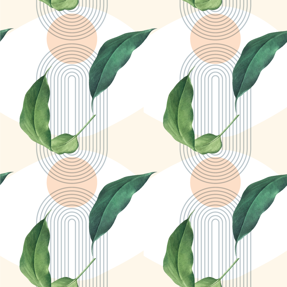Tapis vinyle fleurs et plantes feuillage vert fond rose - TenStickers