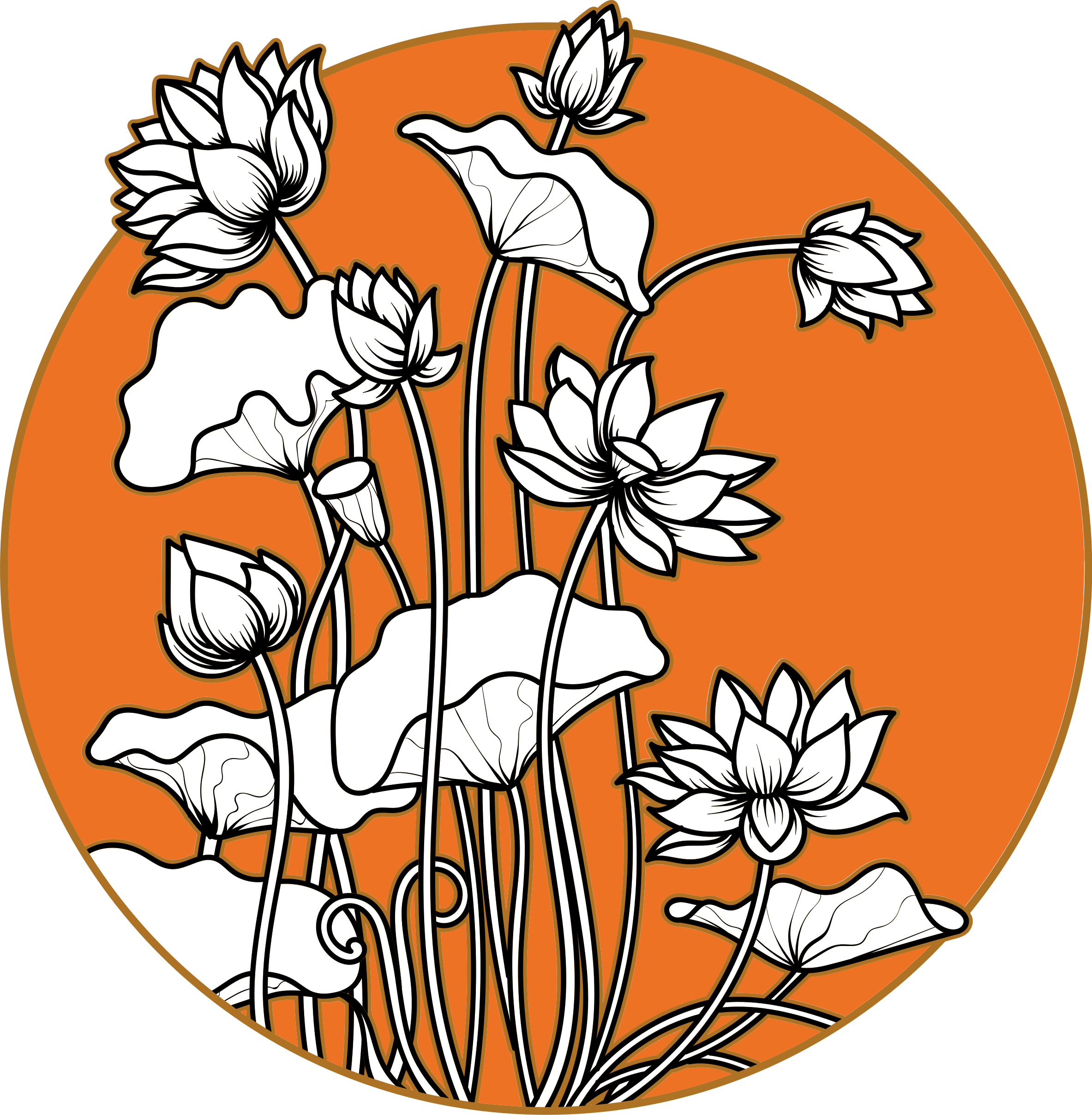Tapis vinyle fleurs et plantes illustration lotus japonais - TenStickers