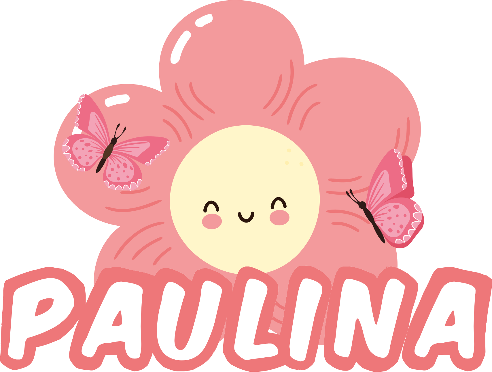 Tapis vinyle fleurs et plantes papillon et nom - TenStickers