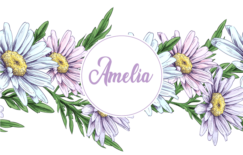Tapis vinyle fleurs et plantes motif marguerite avec nom - TenStickers