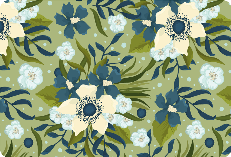 Tapis vinyle fleurs et plantes style estival coloré - TenStickers
