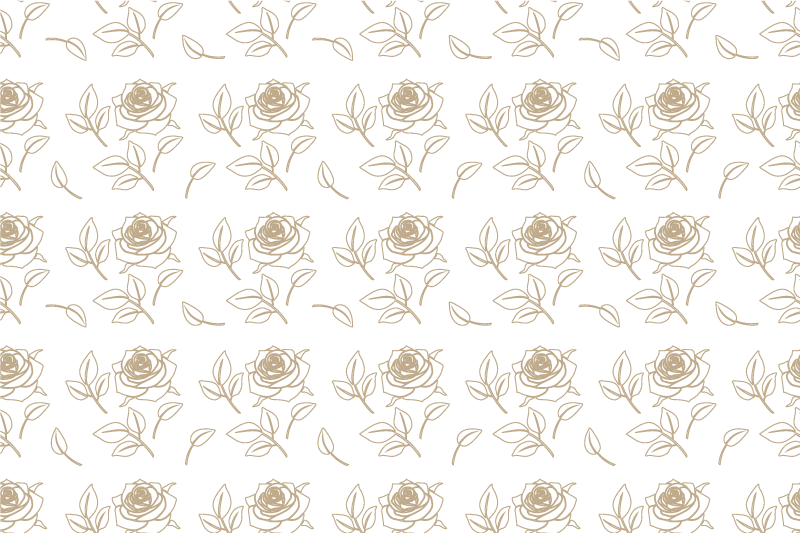 Tapis vinyle fleurs et plantes motif roses beige - TenStickers