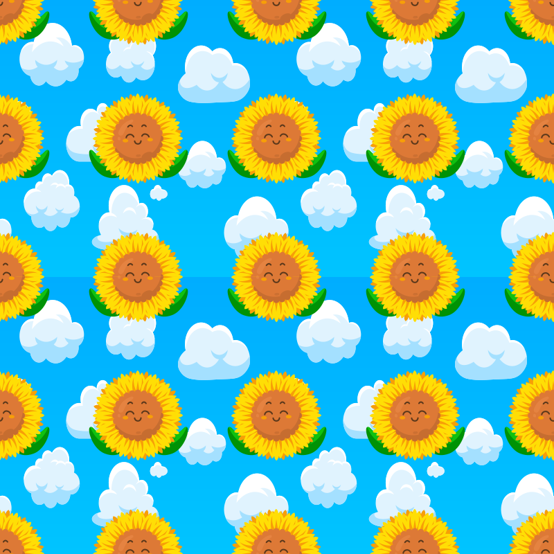 Tapis vinyle fleurs et plantes fleur jaune souriante ciel - TenStickers