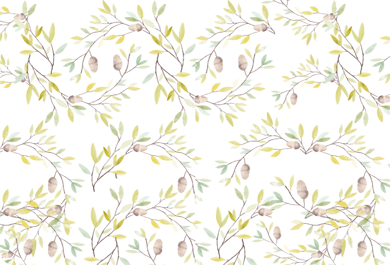 Tapis vinyle fleurs et plantes motif aquarelle vert - TenStickers
