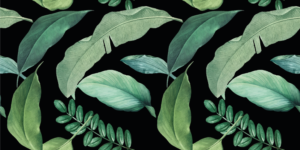 Tapis vinyle fleurs et plantes feuilles grises nocturnes - TenStickers