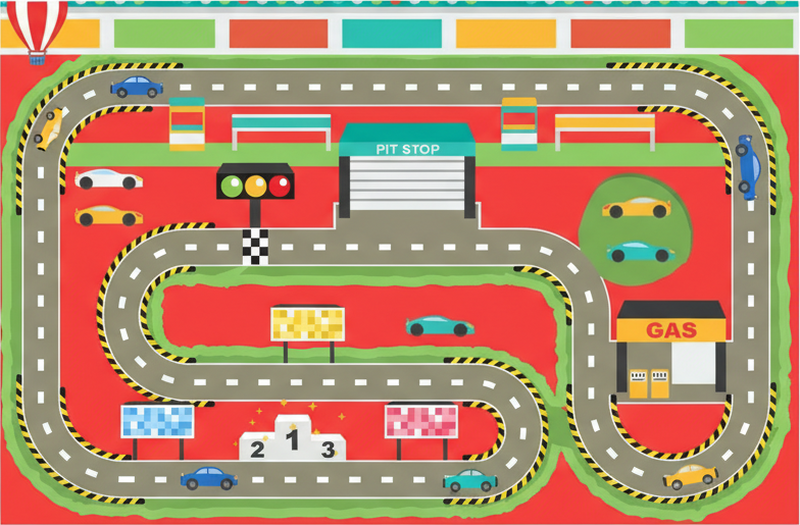 Tapis vinyle autouroute circuit de course coloré - TenStickers