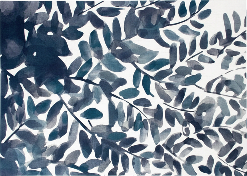 Tapis vinyle fleurs et plantes motif feuilles aquarelle - TenStickers