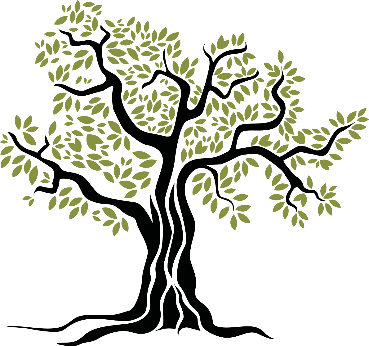 Tapis vinyle fleurs et plantes arbre olive noir vert - TenStickers