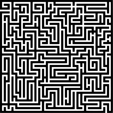 Tapis vinyle salle a manger labyrinthe noir et blanc - TenStickers