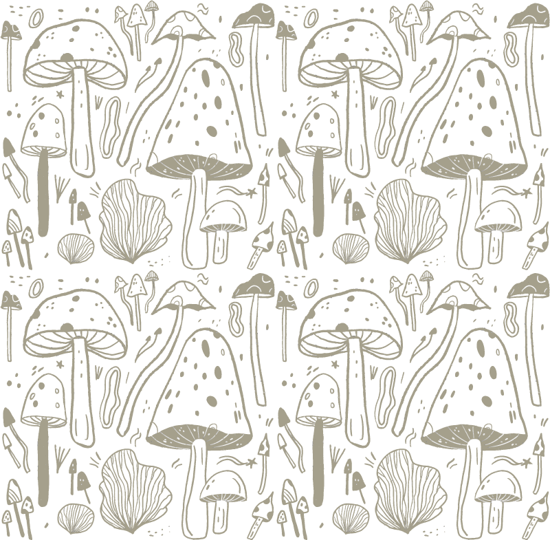 Tapis vinyle salle a manger motif champignons beige - TenStickers