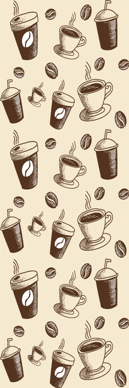 Tapis vinyle cuisine motif tasses et grains de café - TenStickers