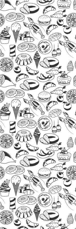 Tapis vinyle cuisine motifs de dessins alimentaires - TenStickers