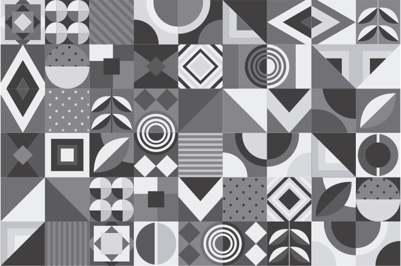 Tapis vinyle salle de bain carreaux géométriques gris - TenStickers