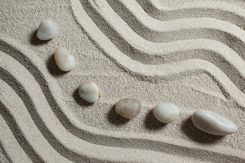 Tapis vinyle salle de bain chemin zen sable - TenStickers