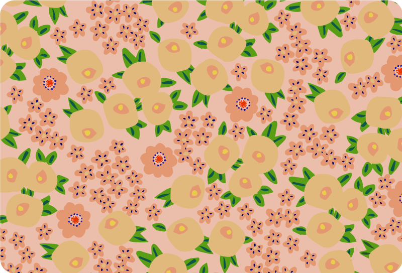 Tapis vinyle fleurs et plantes motif floral original pêche - TenStickers