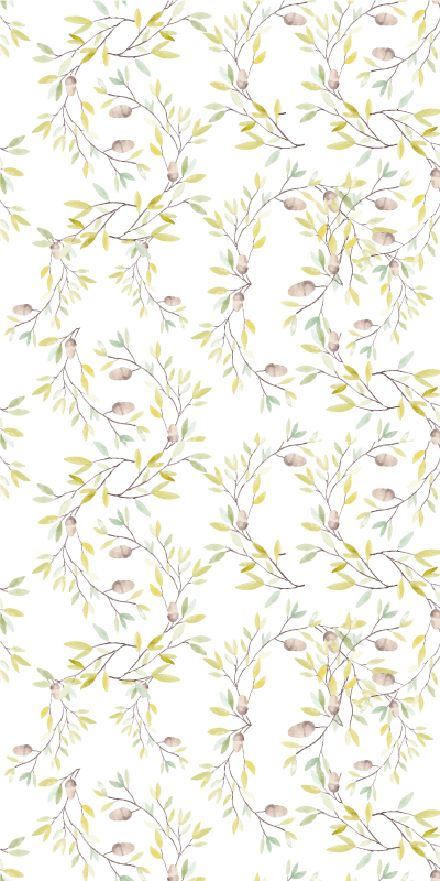 Tapis vinyle fleurs et plantes motif feuilles aquarelle - TenStickers