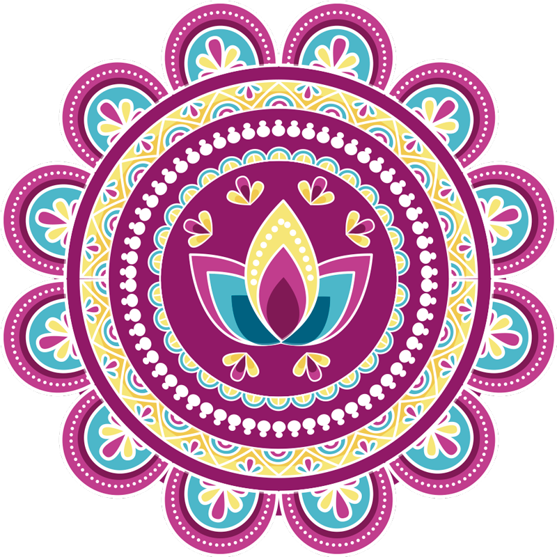 Tapis vinyle fleurs et plantes mandala lotus coloré - TenStickers