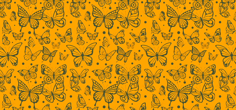 Tapis vinyle fleurs et plantes fond papillon et plantes - TenStickers