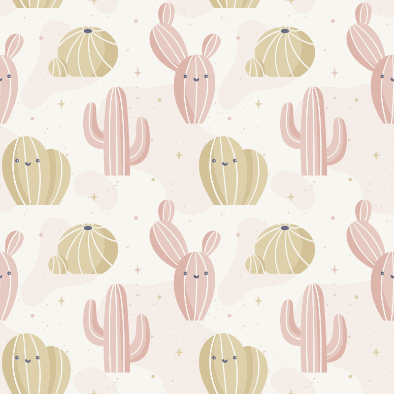 Tapis vinyle fleurs et plantes motif cactus mignon - TenStickers