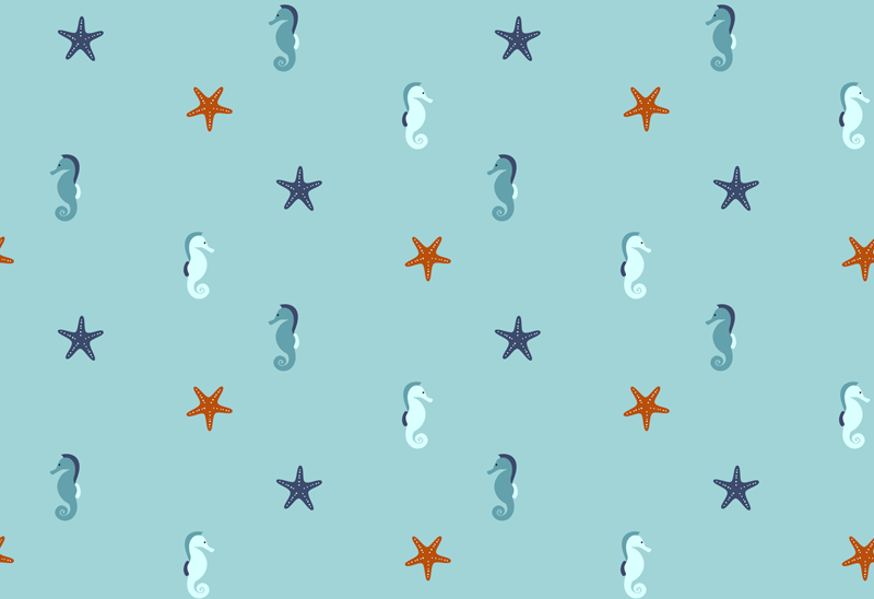 Tapis vinyle fleurs et plantes motif hippocampe étoile - TenStickers