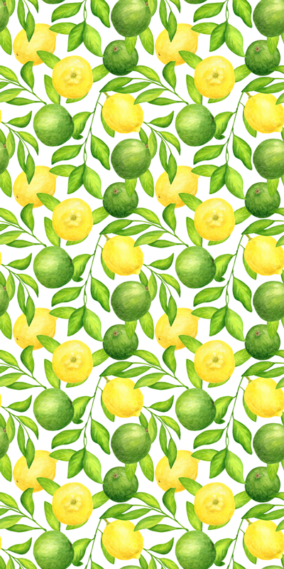 Tapis vinyle fleurs et plantes motifs citron et lime - TenStickers