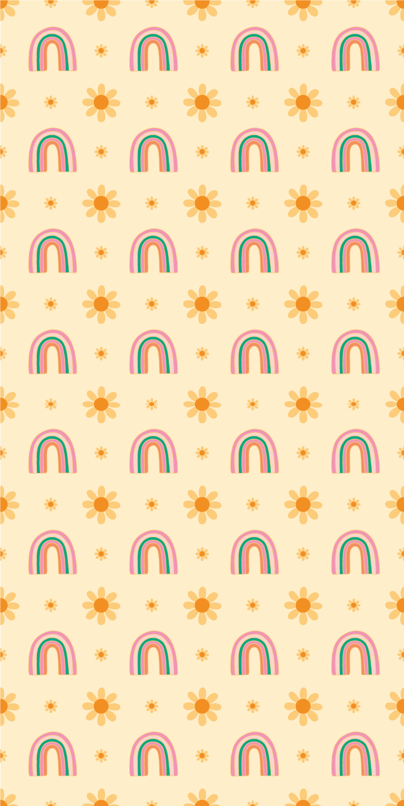 Tapis vinyle chambre fleurs et arc-en-ciel - TenStickers