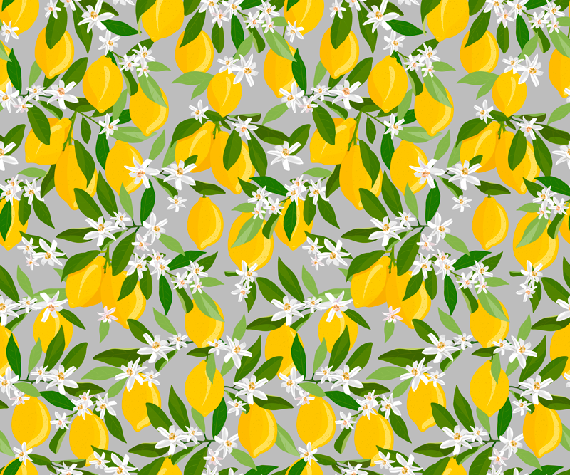 Tapis vinyle chambre motif fleurs de citron - TenStickers