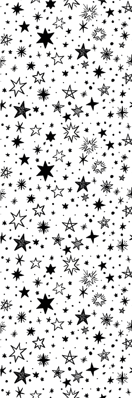 Tapis vinyle étoile motif noir sur fond blanc - TenStickers
