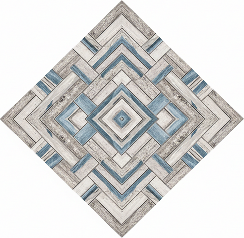 Tapis vinyle salon carreaux bois rustiques - TenStickers