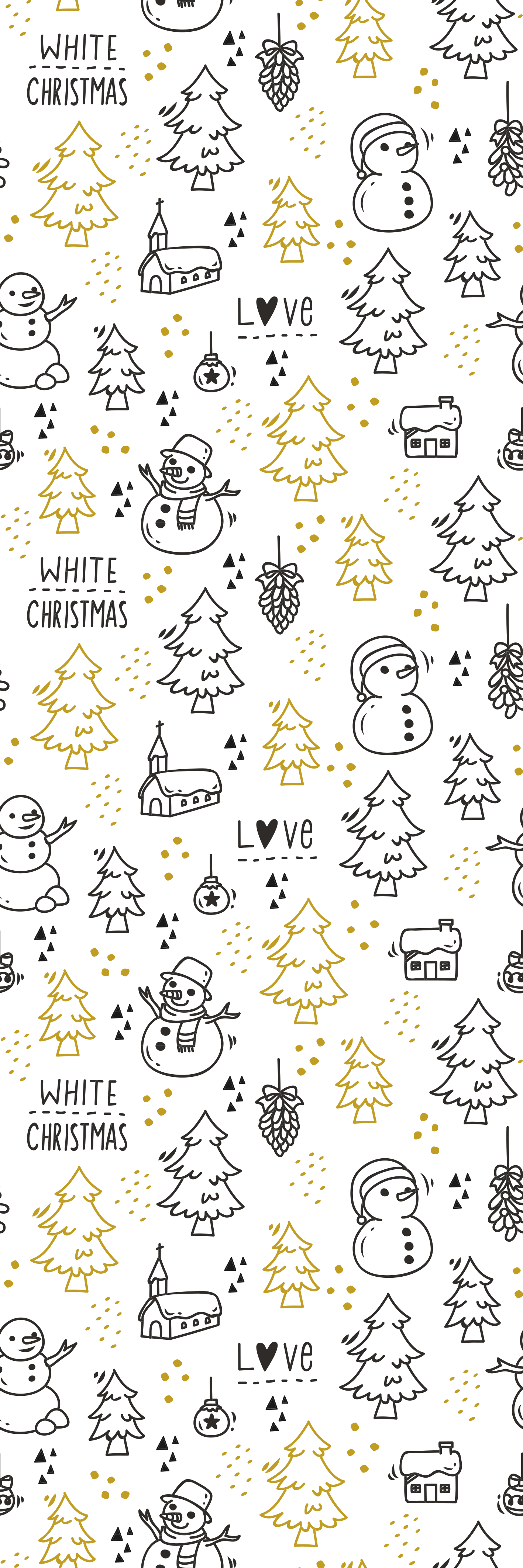 Tapis vinyle noël motif doodle noir et or - TenStickers
