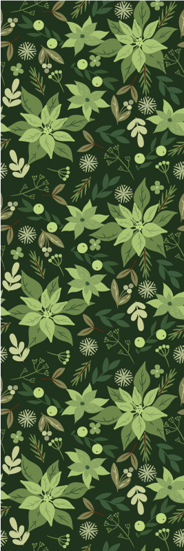 Tapis vinyle noël décorations de noël fleurs vertes - TenStickers