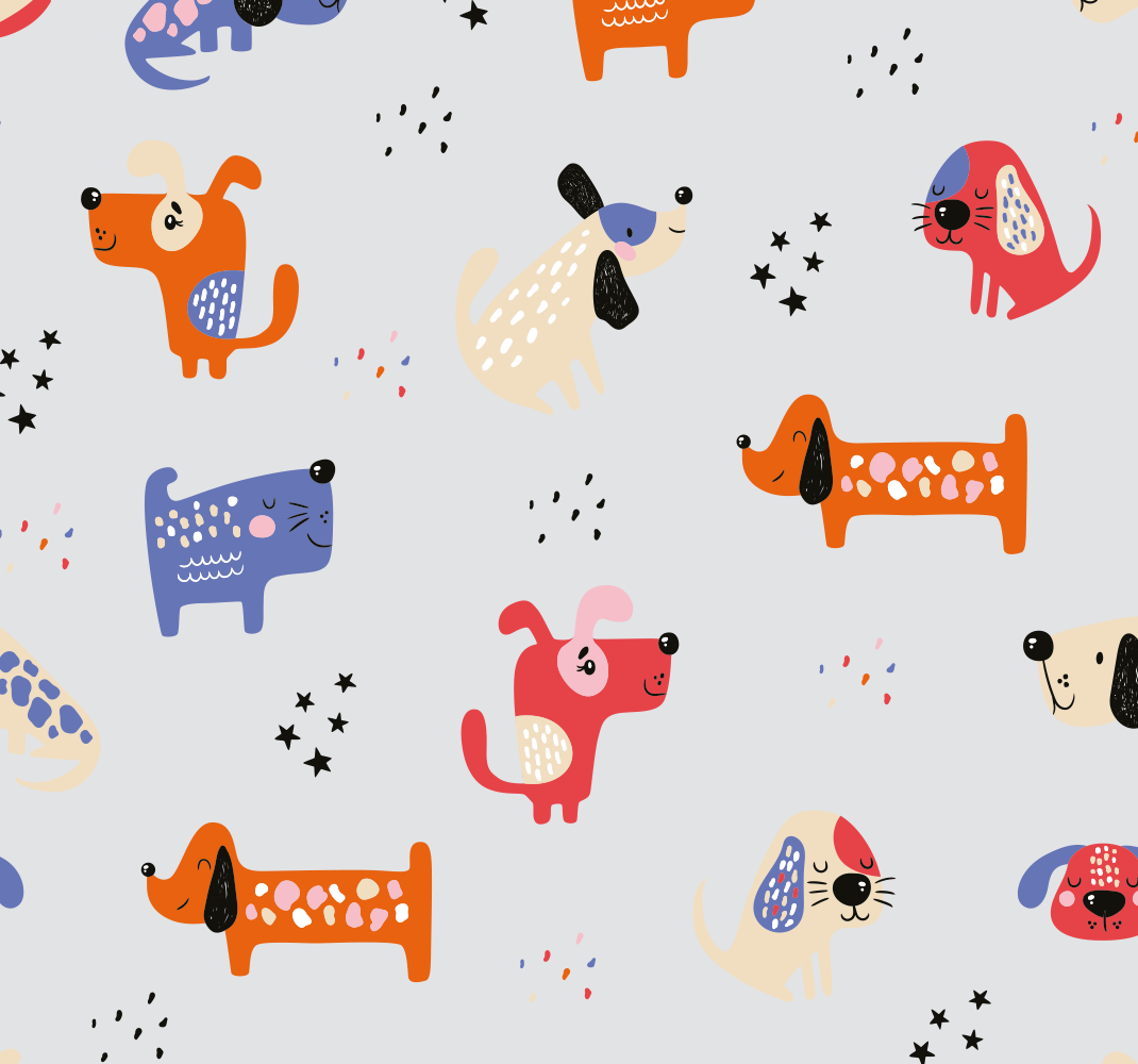 Tapis vinyle chambre chiens illustrés - TenStickers