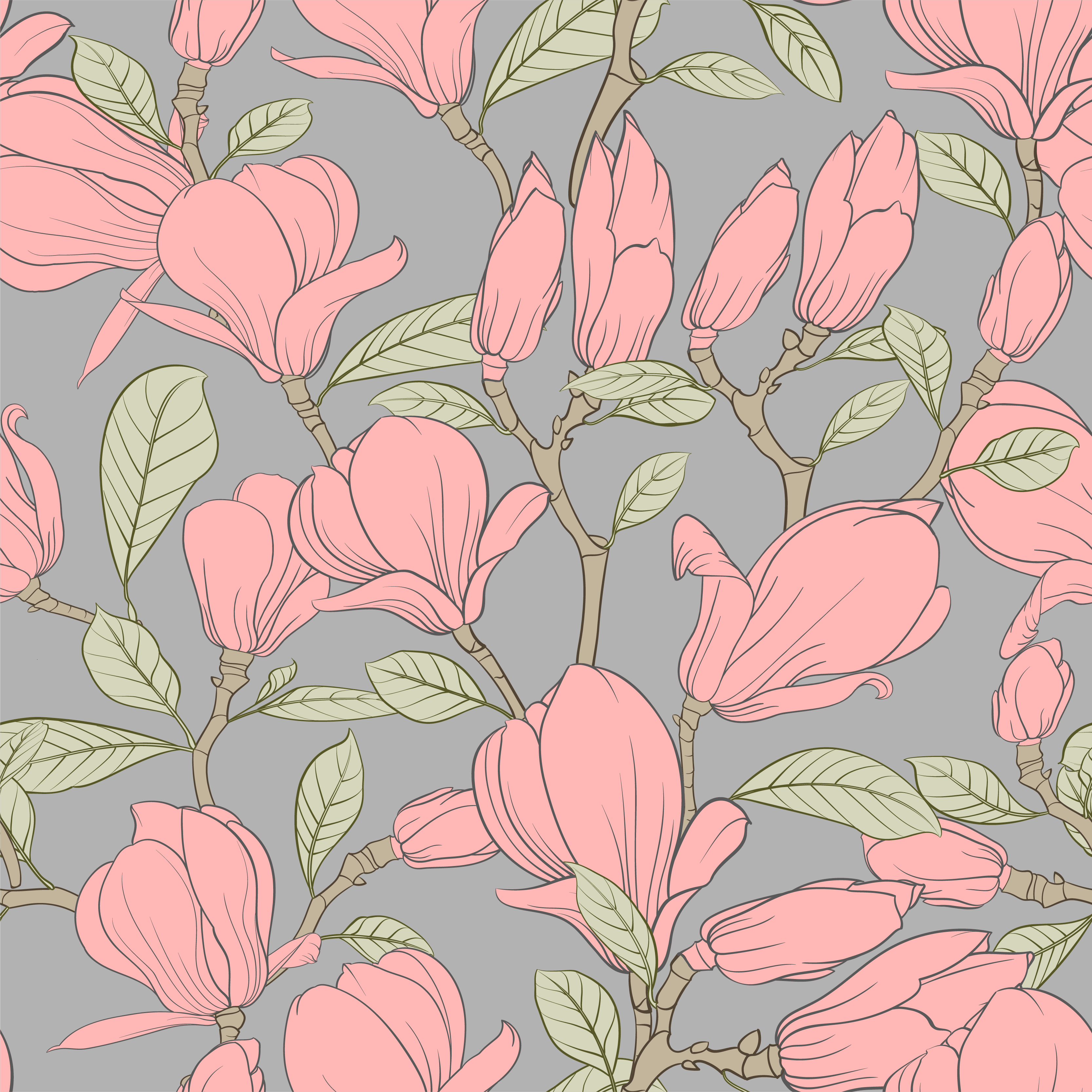 Tapis vinyle chambre fleurs et feuilles roses - TenStickers