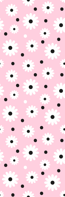 Tapis vinyle chambre motif fleurs pois roses et noirs - TenStickers