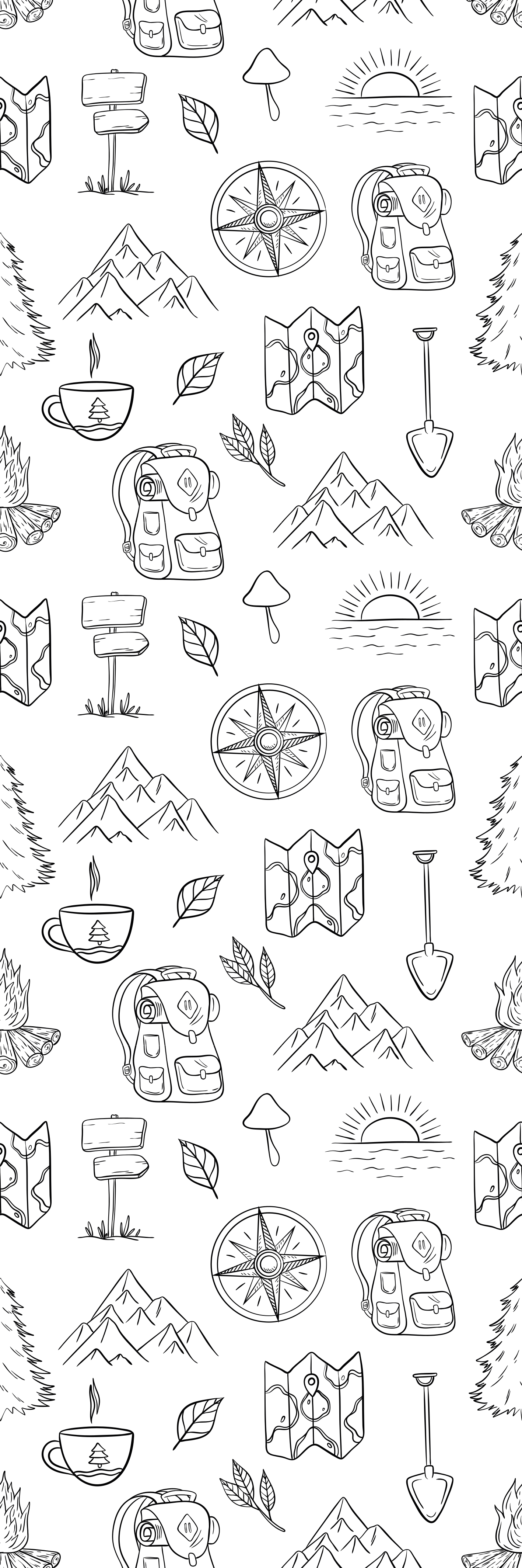 Tapis vinyle chambre boussole dessinée montagne - TenStickers