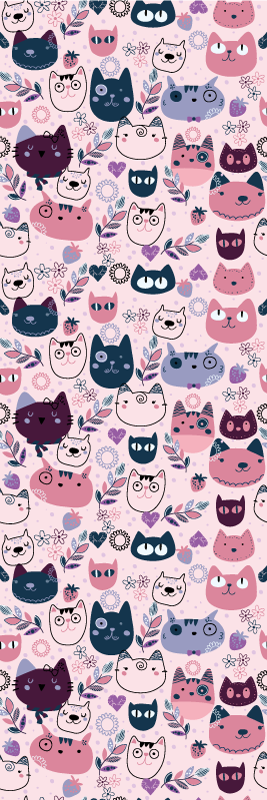 Tapis vinyle chambre motif mode chats roses - TenStickers