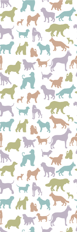 Tapis vinyle chambre silhouettes de chiens pastel - TenStickers