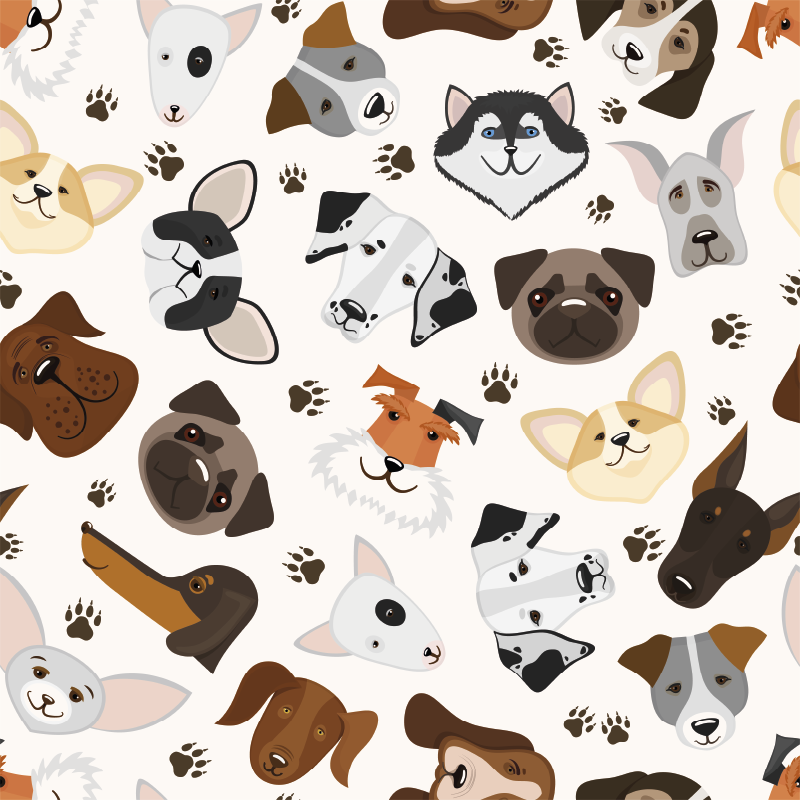Tapis vinyle chambre motif mignon chiots et chiens - TenStickers