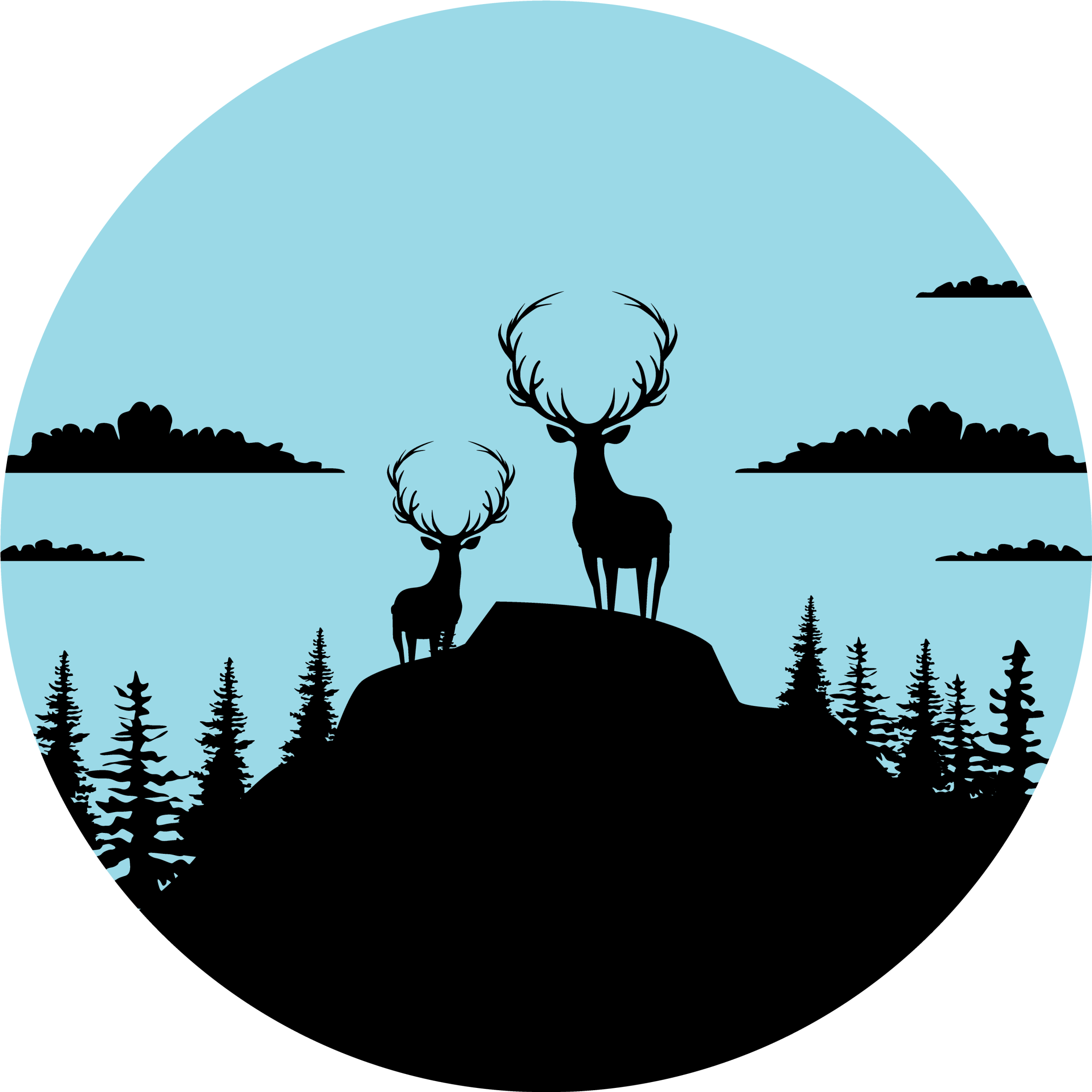Tapis vinyle nature montagne avec cerfs - TenStickers