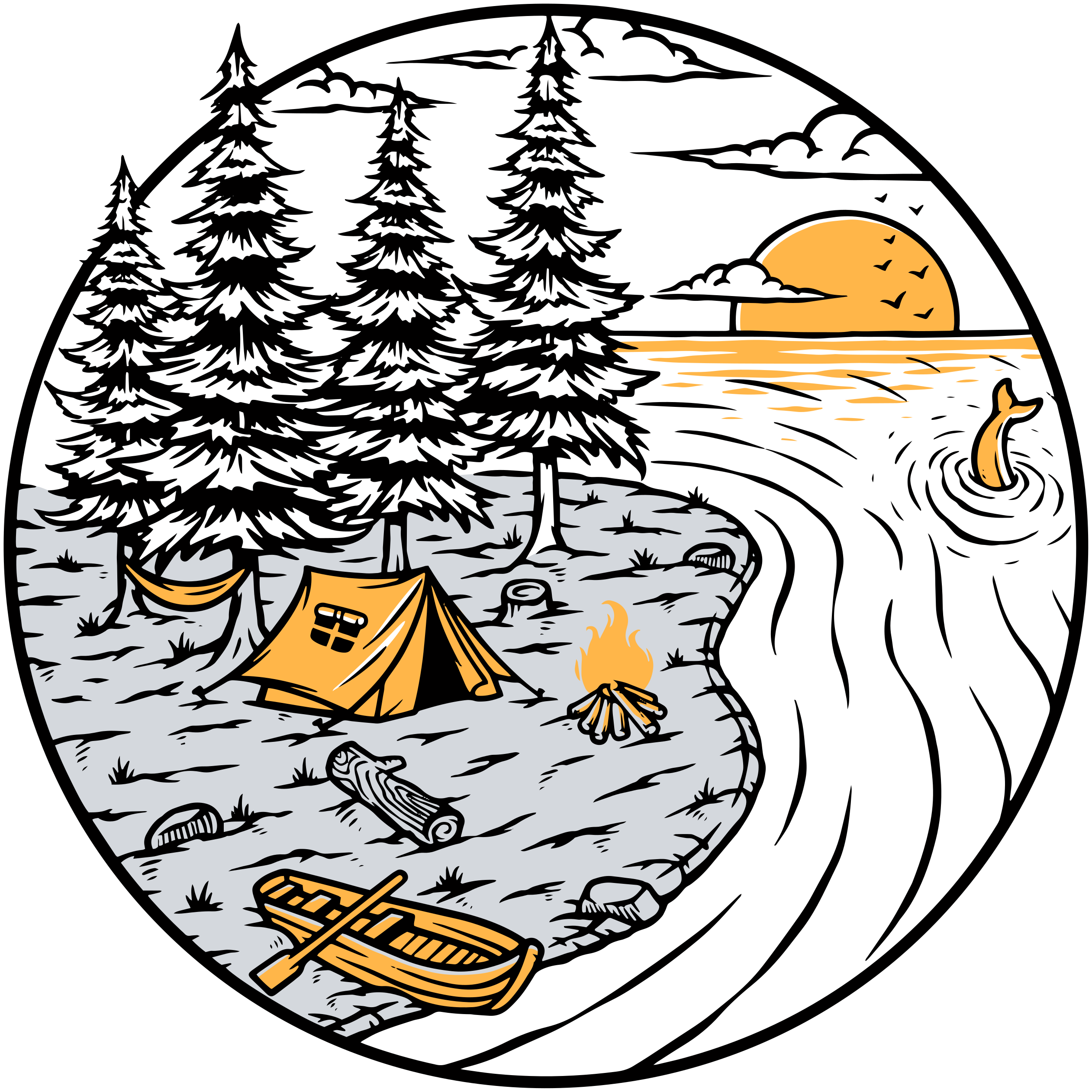 Tapis vinyle nature badge de paysage jaune camping-car - TenStickers