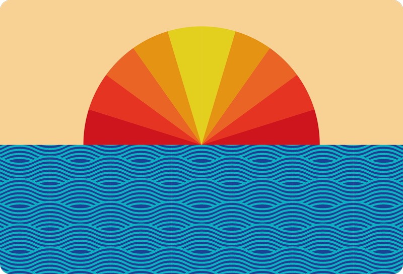 Tapis vinyle nature coucher de soleil vintage - TenStickers