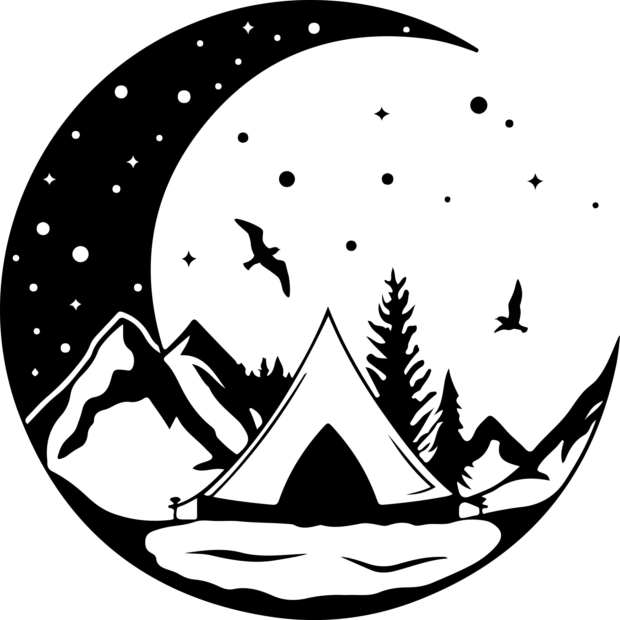 Tapis vinyle nature montagnes et lune nocturne - TenStickers