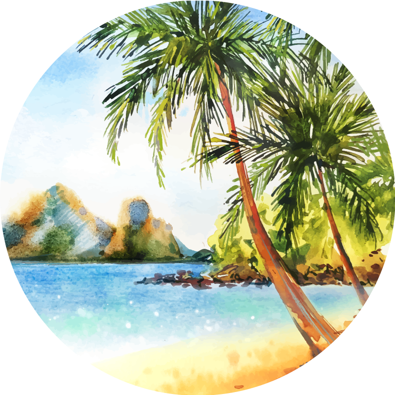 Tapis vinyle nature rivage de palmiers tropicaux - TenStickers