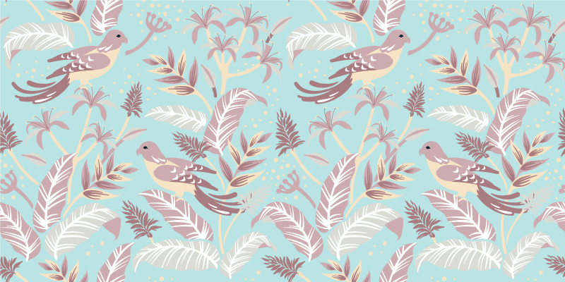 Tapis vinyle nature motif floral bleu et rose - TenStickers