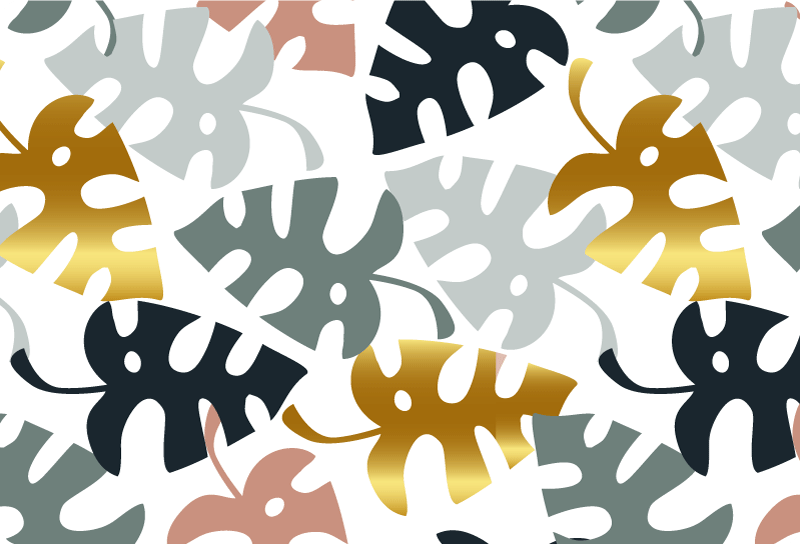 Tapis vinyle nature feuilles dorées et multicolores - TenStickers