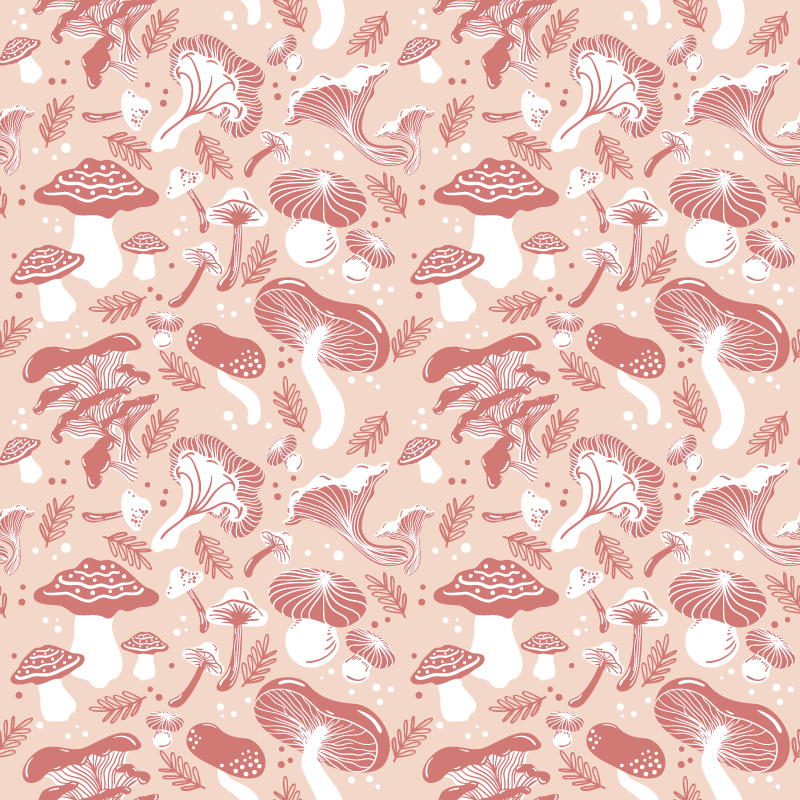 Tapis vinyle fleurs et plantes champignons forestiers beige - TenStickers