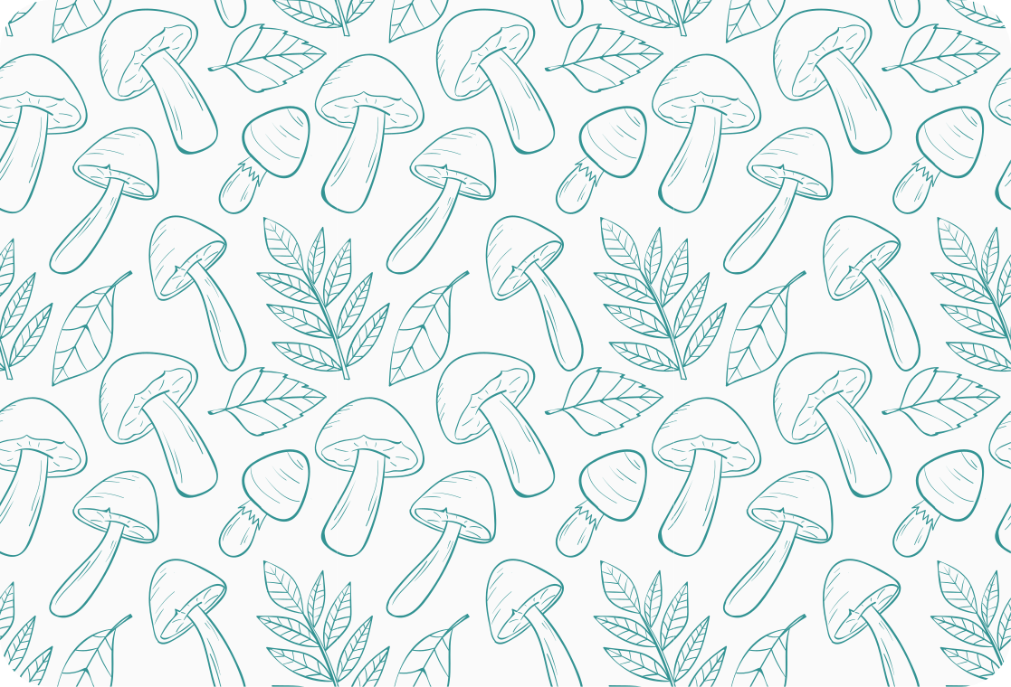 Tapis vinyle fleurs et plantes motif champignons bleu clair - TenStickers